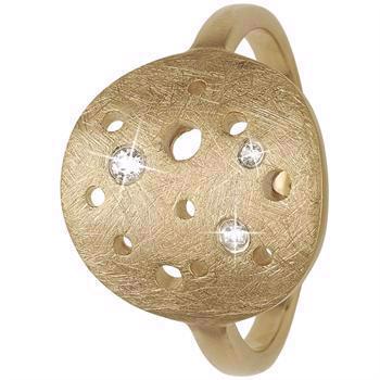 Christina Collect forgylt sølv The Moon moon ring med rå overflate og 3 ekte hvite topaser, ringstørrelser fra 49-61